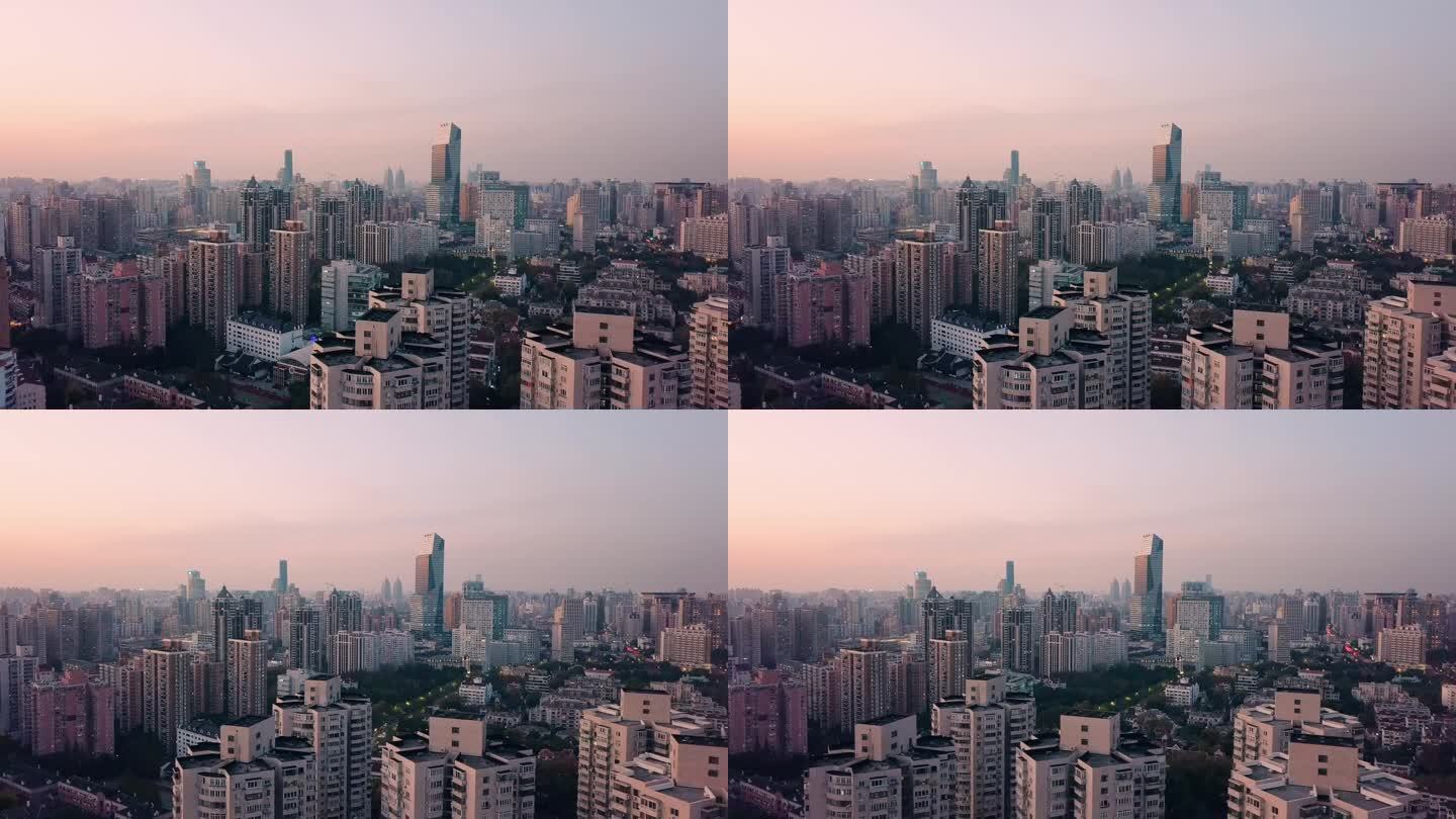 上海徐汇区街景航拍横移运镜4k