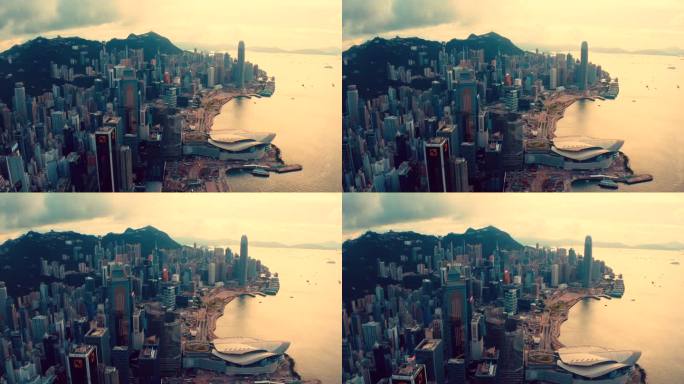 观看香港市区日落景观