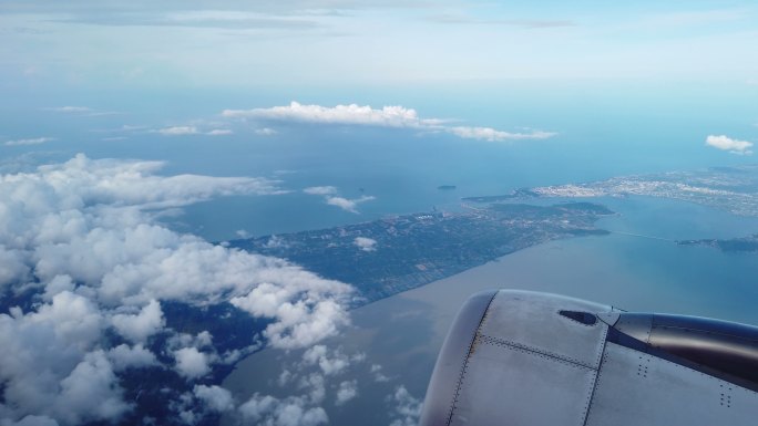 从飞机上俯瞰泰国南部的宋克拉省