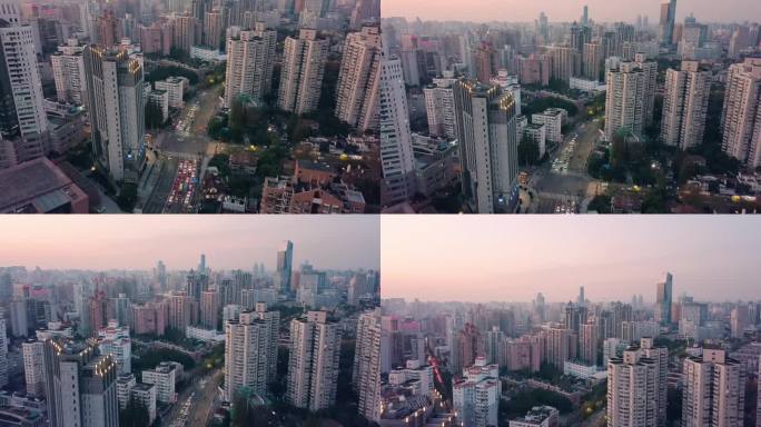 上海徐汇区街景航拍发现式运镜4k