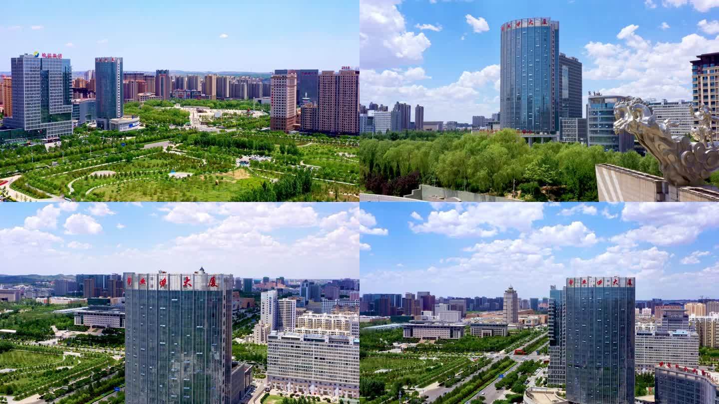 陕西省榆林市榆阳区阳光广场创业大厦航拍