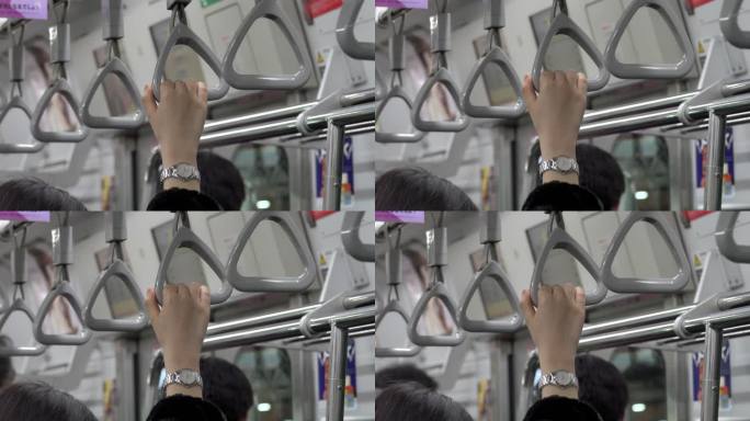 4k：乘坐地铁时手握手柄