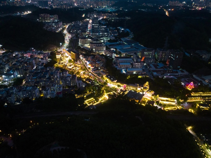 甘坑客家小镇航拍夜景延时