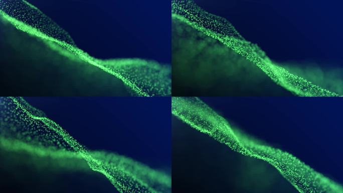 4K分辨率粒子在蓝色背景下波动，非常平滑，有阳光照射