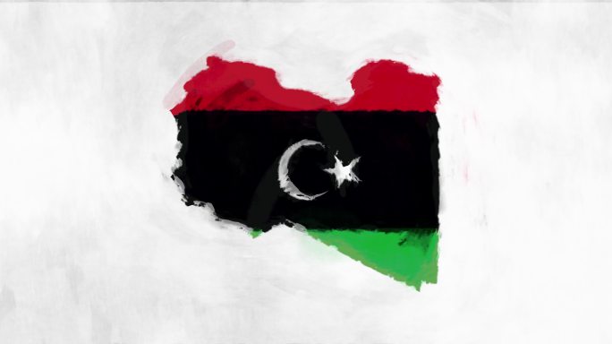 利比亚地图标志利比亚地图国旗标志手绘涂鸦