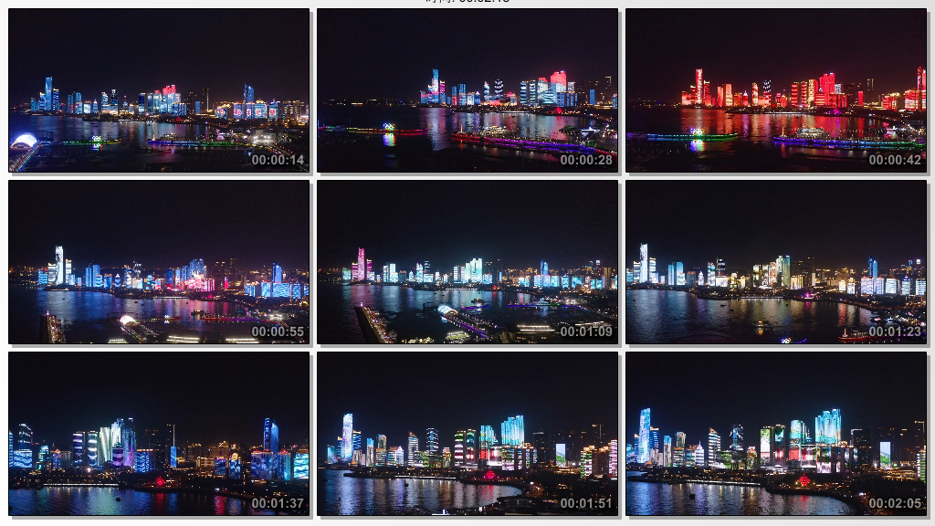 4K航拍城市青岛城市节日夜景