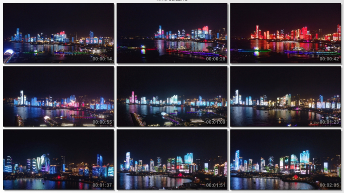 4K航拍城市青岛城市节日夜景