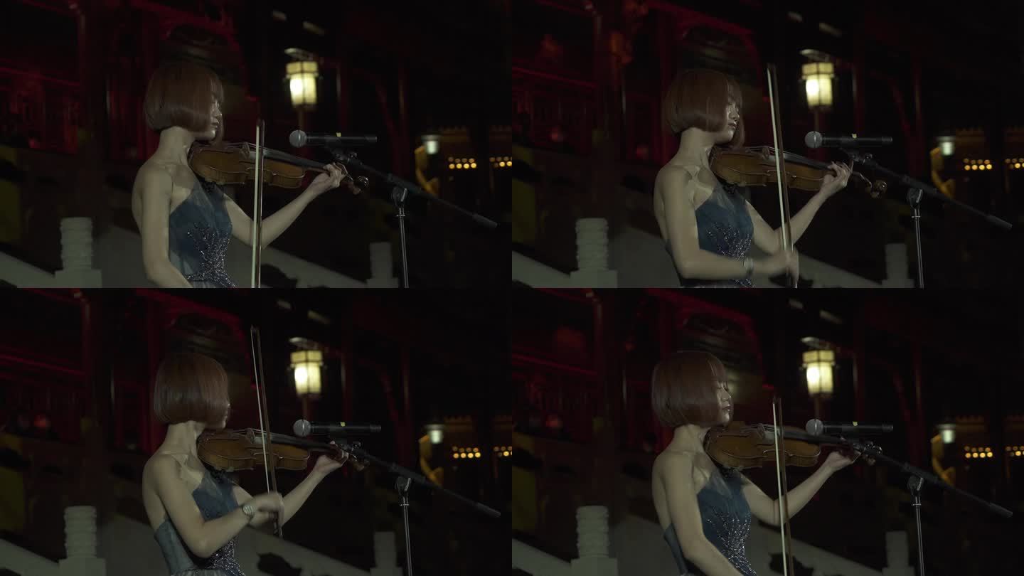 晚会美女小提琴演奏家侧
