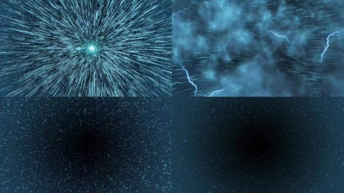 技术、区块链、元宇宙概念视频背景。蓝色能量爆炸、冲击波、爆裂