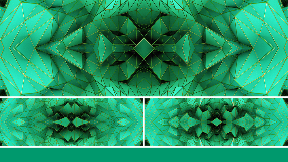 【宽屏时尚背景】创意复古立体绿金菱形几何