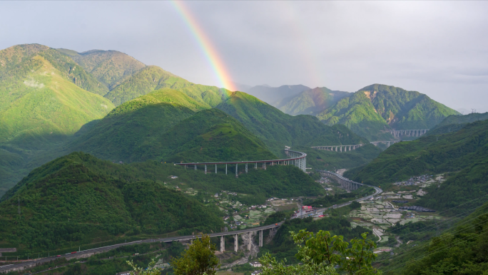 高速公路延时素材雅西高速螺旋隧道