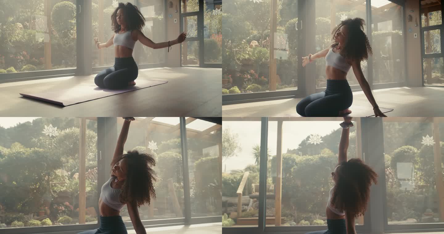 一位年轻女子练习瑜伽的4k视频片段