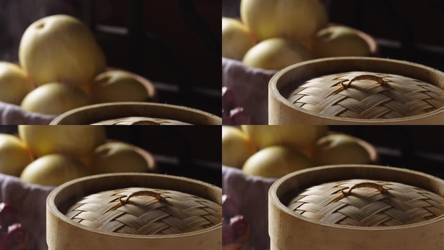 梨在锅内蒸 运镜展示
