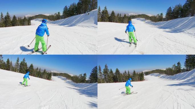 小女孩学滑雪亲近自然健身健体滑雪场