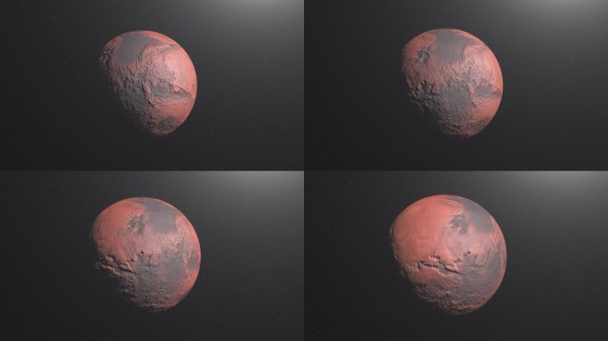 火星在深空火星岩石红色星球旋转神秘宇宙