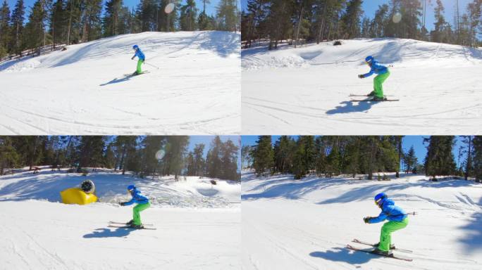 小女孩学滑雪滑雪视频冬季运动通用素材极限