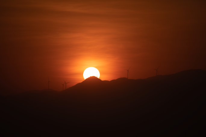 红色夕阳日落西山6K