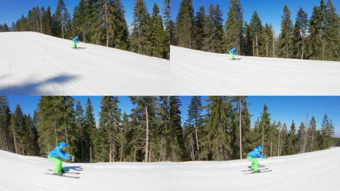小女孩学滑雪滑雪冰雪运动冬天冬季体育