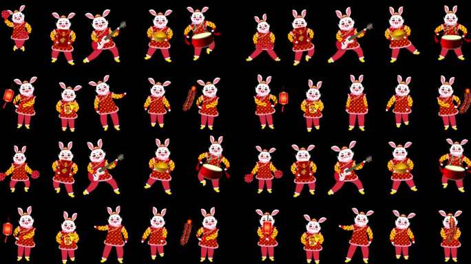 新年卡通兔子动画系列通道模板