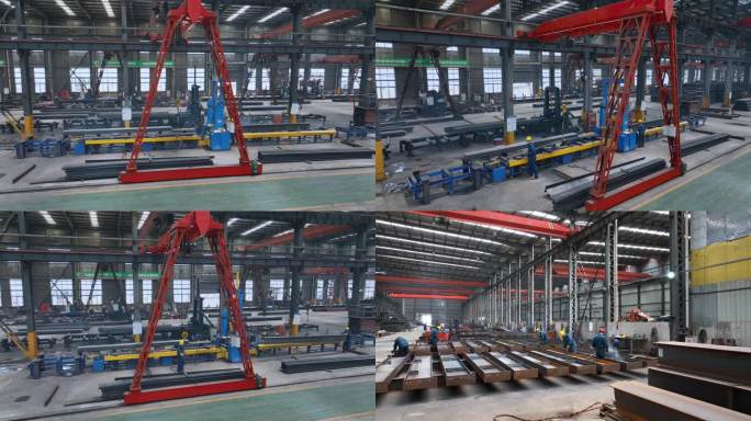 4K钢结构铝结构工人生产工艺过程生产厂房