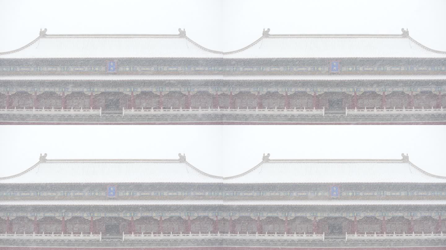 实拍下雪天故宫午门建筑