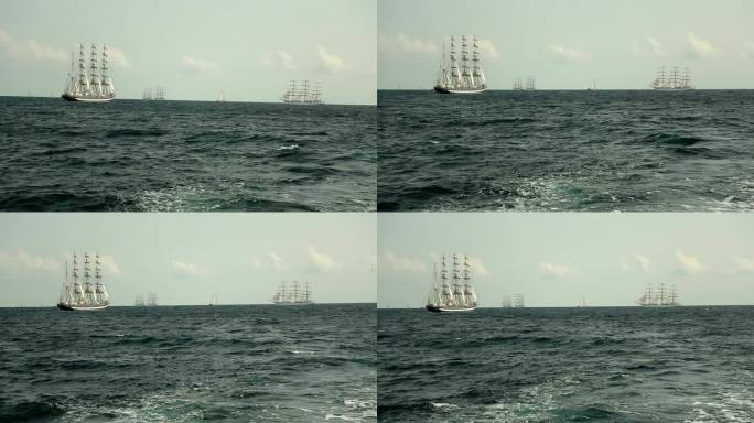 公海中的旧帆船海上旧帆船视频通用素材空镜