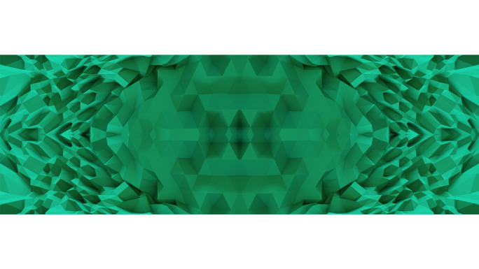 【宽屏时尚背景】镜像立体绿色多边几何起伏