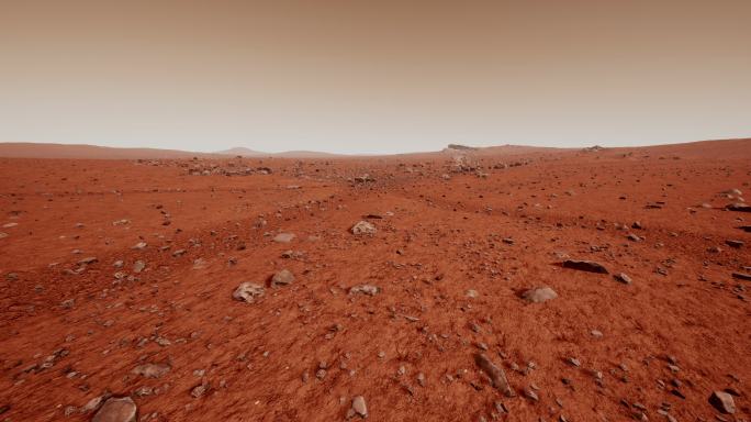 火星表面布满了小岩石和红砂
