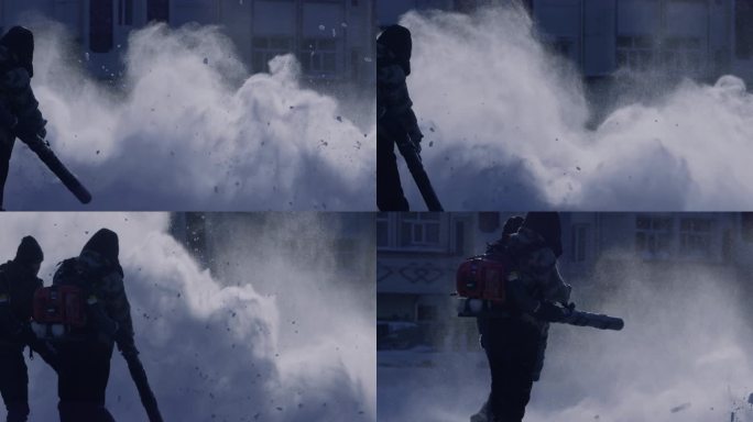 人工清雪：在冰天雪地工作的环卫工人