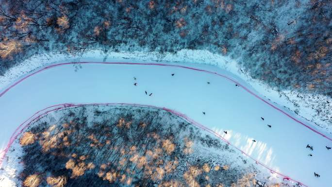 4K航拍滑雪场赛道