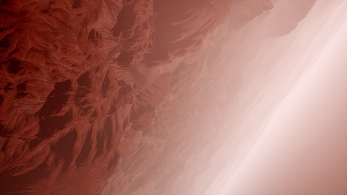 红色星球火星上的景象被染成了黄色。地表风暴探索宇宙和其他生命形式，沙漠宇宙。3D渲染动画
