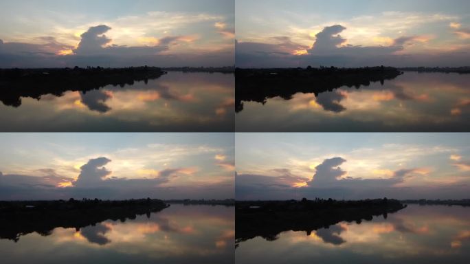 湄公河上的晚霞