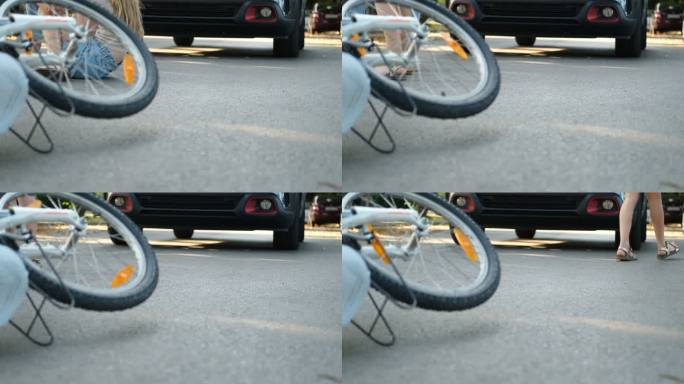 自行车事故骑车摔倒视频通用素材空镜头