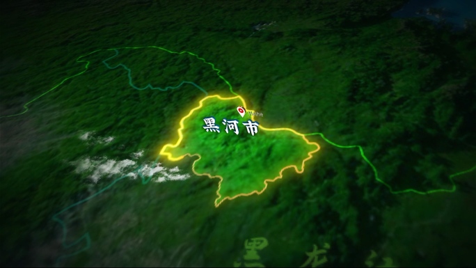 黑龙江黑河市俯冲地形图（AE模板）