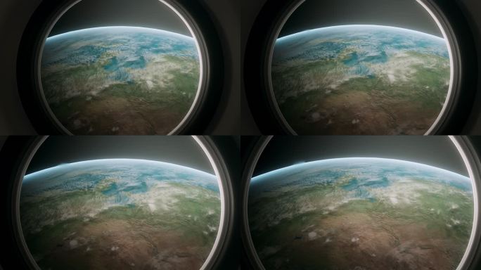 空间站舷窗俯瞰地球