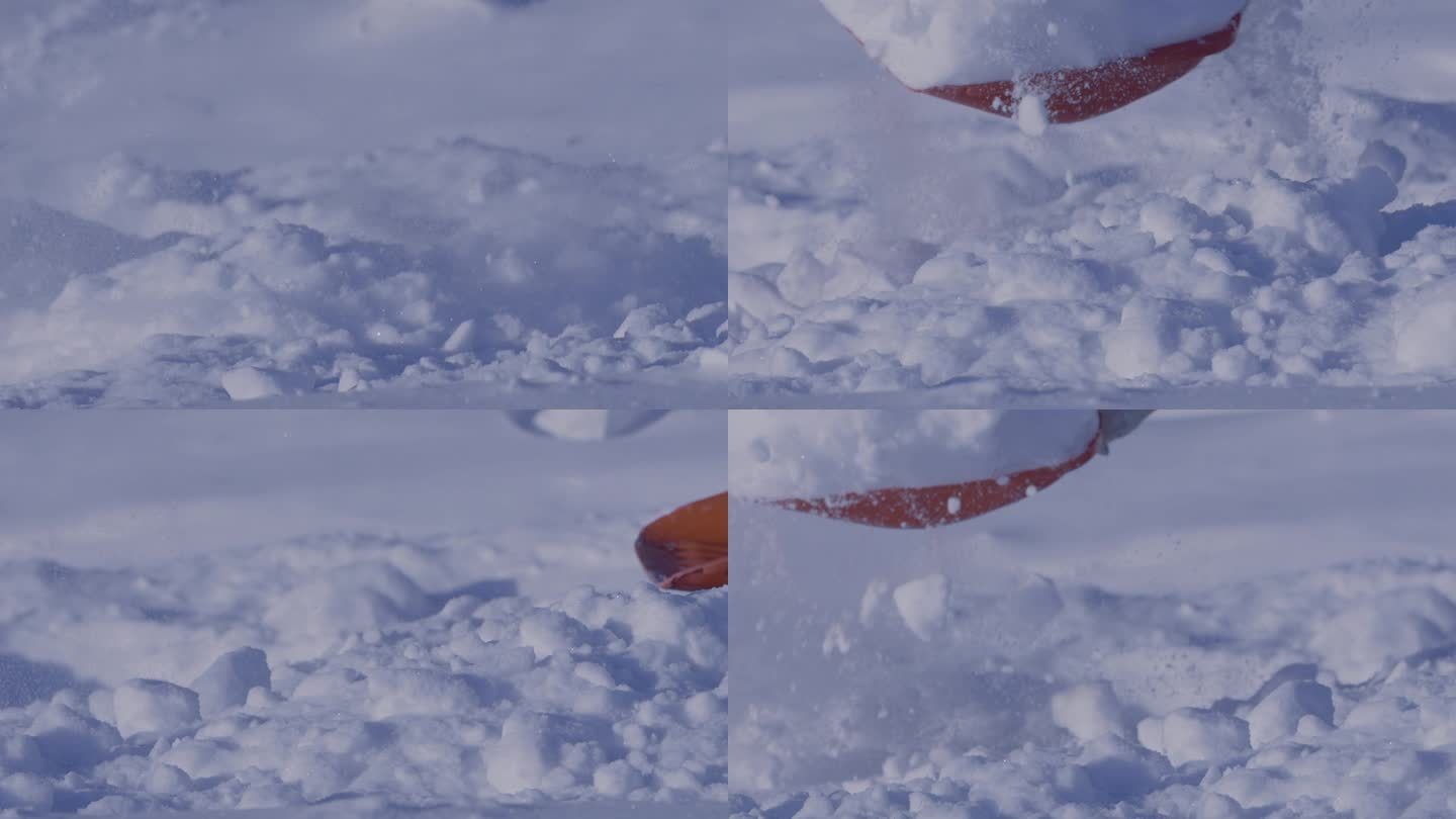 清雪中的塑料铲特写