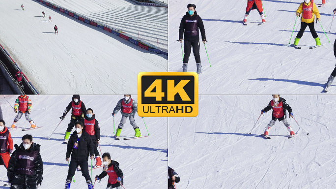 原创4k双板滑雪视频素材