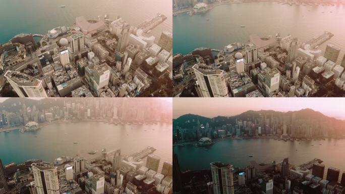 香港城市夜景航拍香港城市发展祖国统一希望