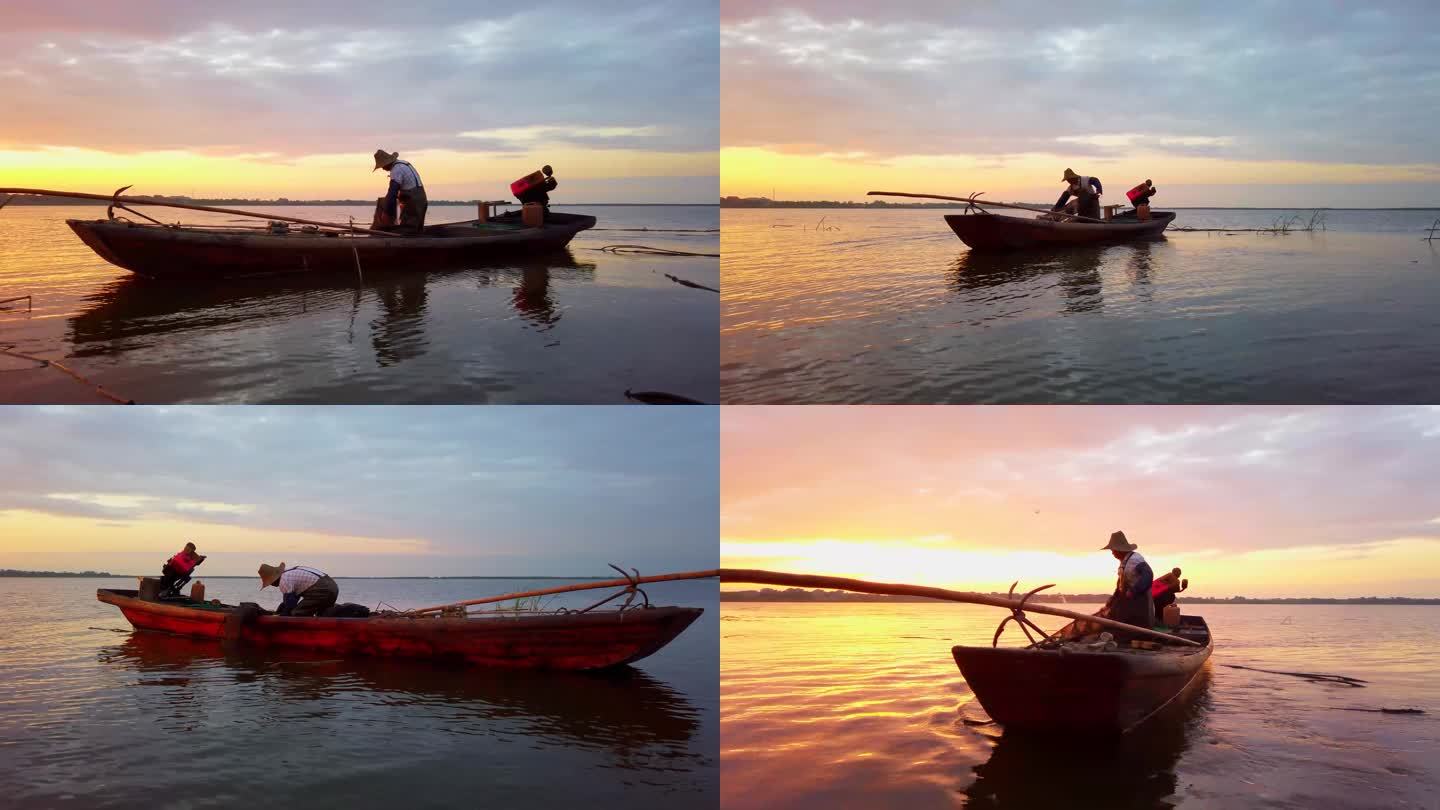 4K实拍鄱阳湖的渔民