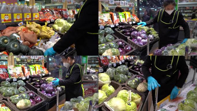 西北宁夏银川连锁超市整理蔬菜