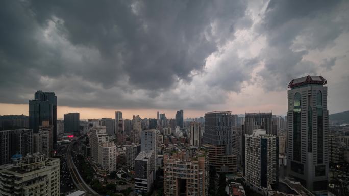 4k厦门城市暴雨来袭延时