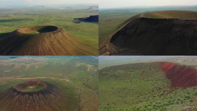 乌兰察布火山地貌4k航拍