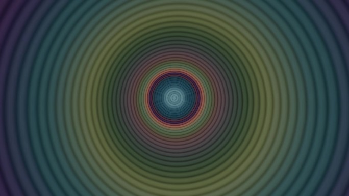 脉动的圆圈在黑色背景上形成同心的彩色圆环。几何图形运动动画，简单优雅的通用最小3d技术BG