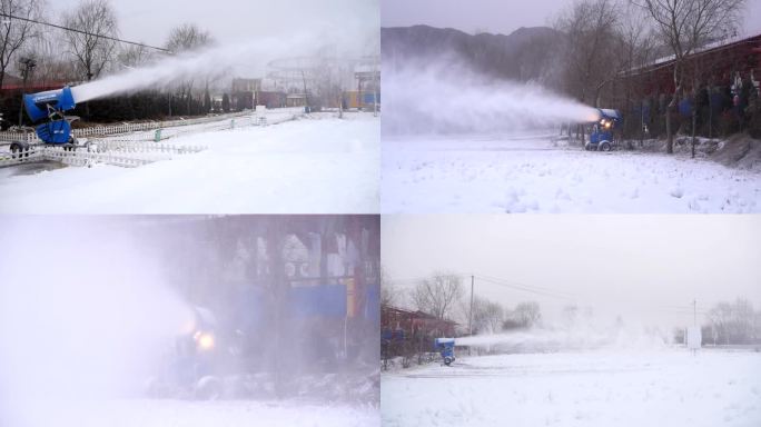 滑雪场 大雪 雪花造雪机 滑雪美景