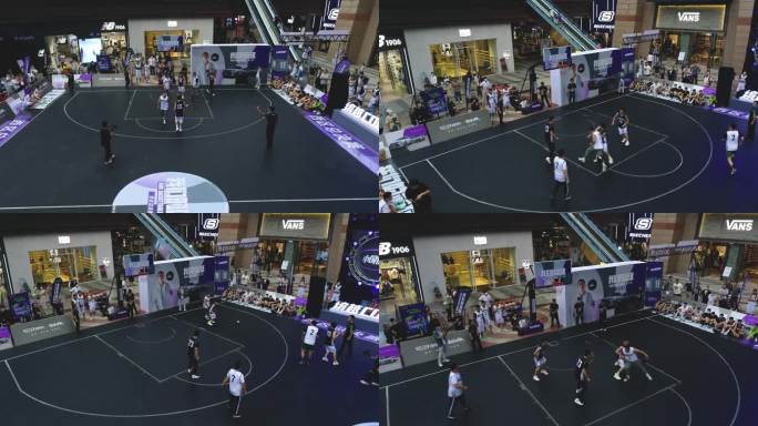 城市商场篮球比赛航拍