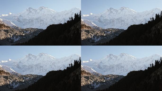 喜马拉雅山脉中的南迦帕尔巴特山和迪亚米尔冰川的风景