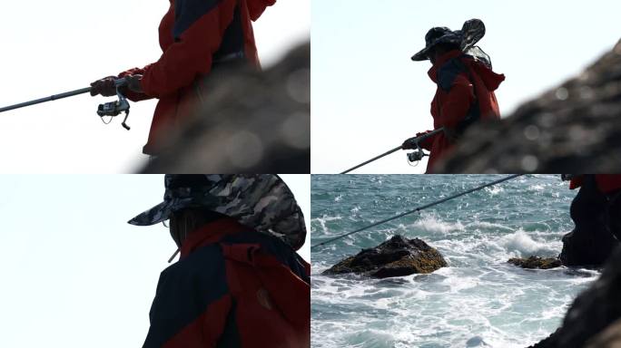 男人，海钓，海边钓鱼，特写镜头