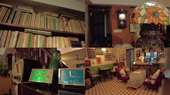 老物件、旧物，旧书店，台灯、茶壶、收音机