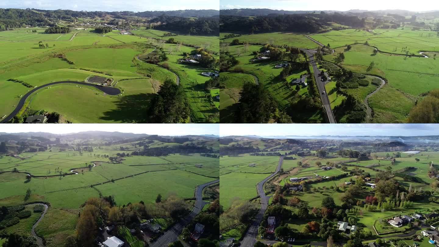 新西兰邻里鸟瞰图航拍360空镜镜头