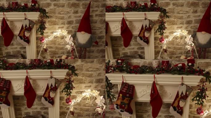 客厅的圣诞装饰壁炉